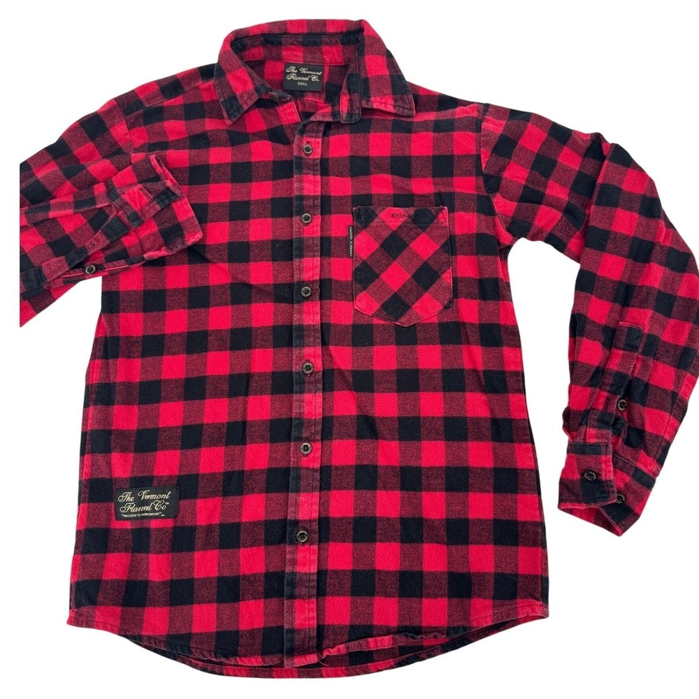 Vermont Flannel Co Shirt Buffalo Plaid Women Small Red Black Cotton Made in‎ USA
